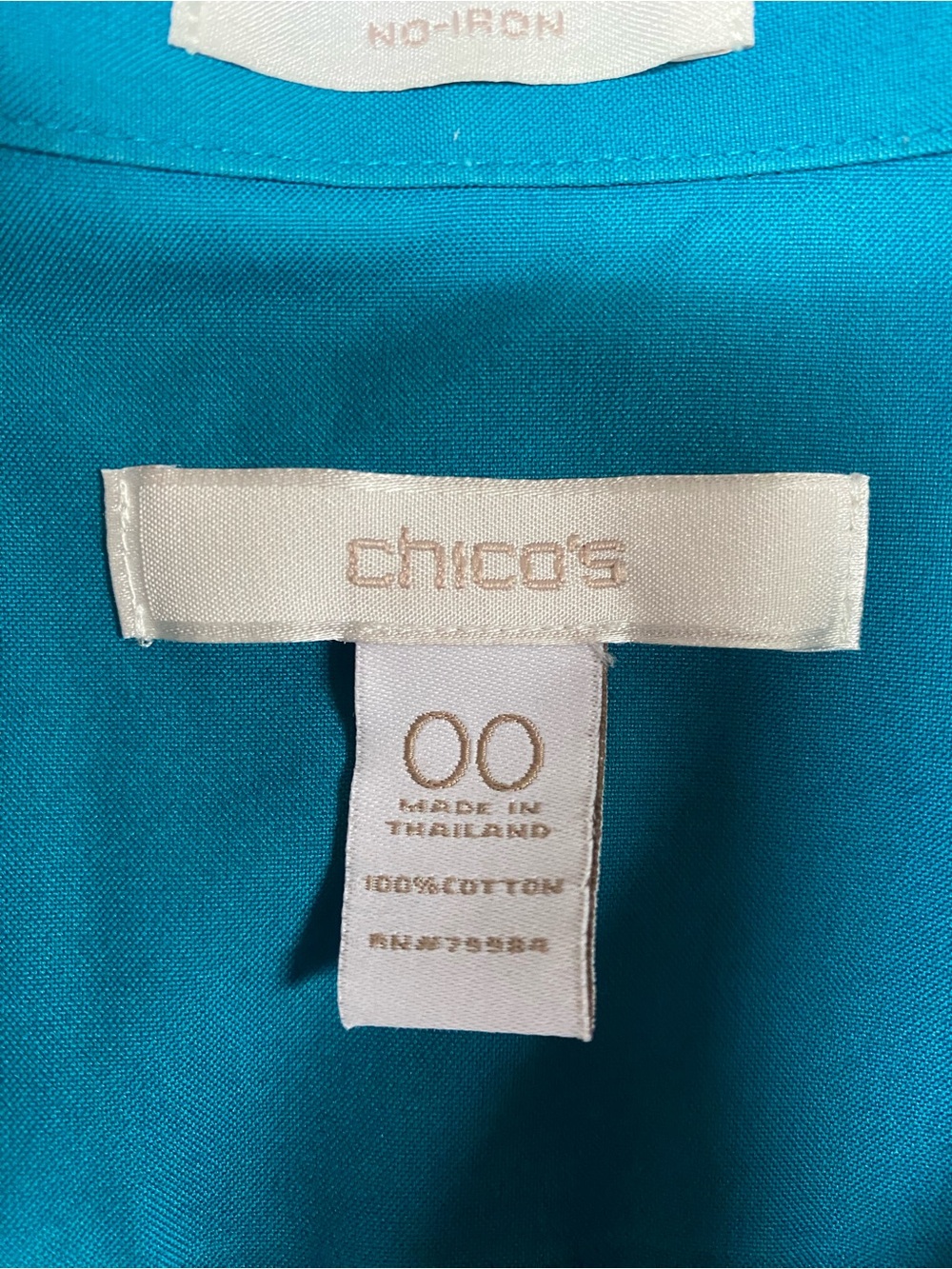 Chicos Teal Button-Up Shirt - Classic Collared Long Sleeve Women’s Size 00 - Picture 2 of 2
